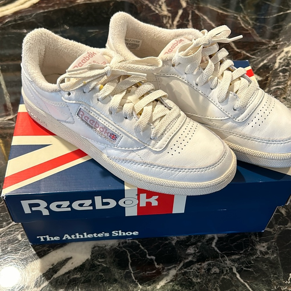 Reebok White & Pink Club C 85 Shoes